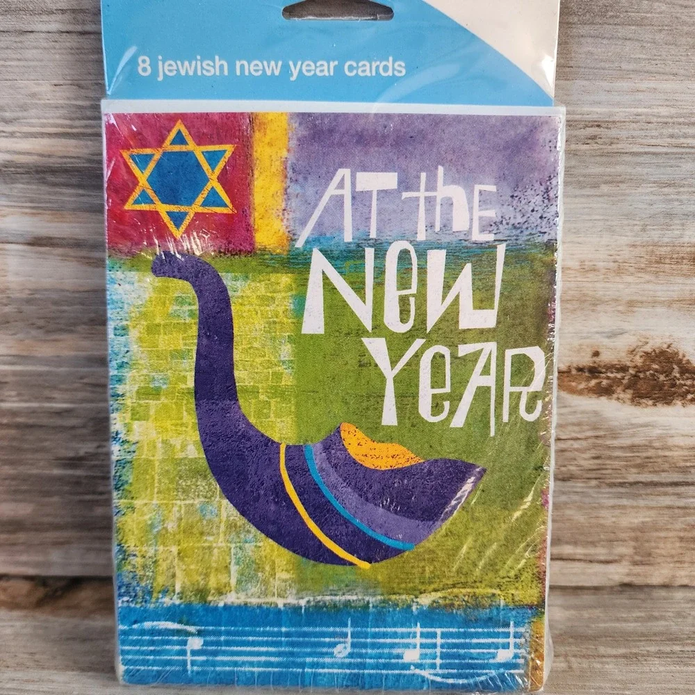 L'Chayim Rosh Hashanah Jewish New Year Greeting Cards 8 Count Shofar Star David